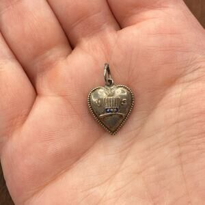 Vintage 925 Sterling Silver US Uncle Sam Hat Patriotic Puffy Heart Pendant Charm